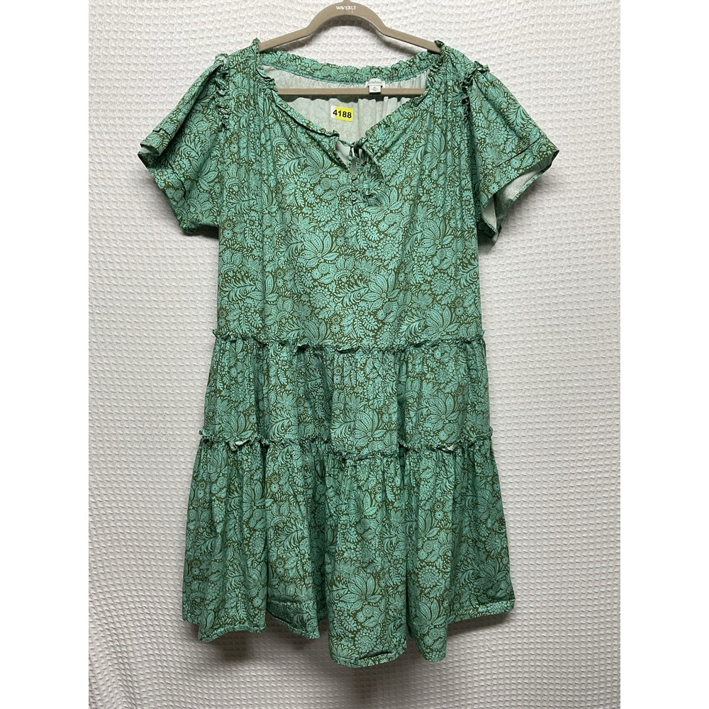 NEW Sundance Liora Dress Jadde Floral Green Teal Beach Vacation Tiered Size XL